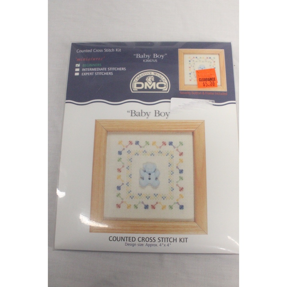 DMC Counted Cross Stitch Kit 'miniatures' # K3667US "Baby Boy" for Beginners